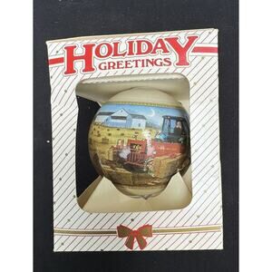 New Holland Tractor 2001 Glass Christmas Ornament Susquehanna Glass -EE